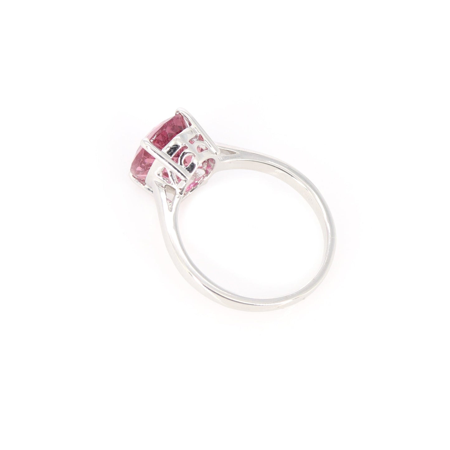 Checker Cut Nice Pink Tourmaline Ring 14K Gold