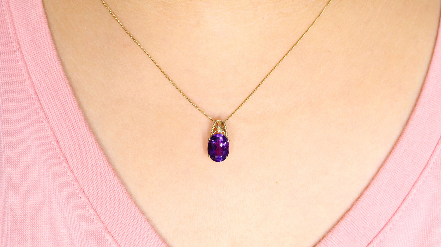 Amethyst Pendant 14K Gold