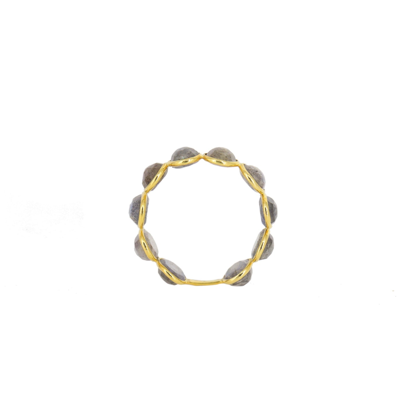 Labradorite Semi Precious Stone Band Ring 18K Gold