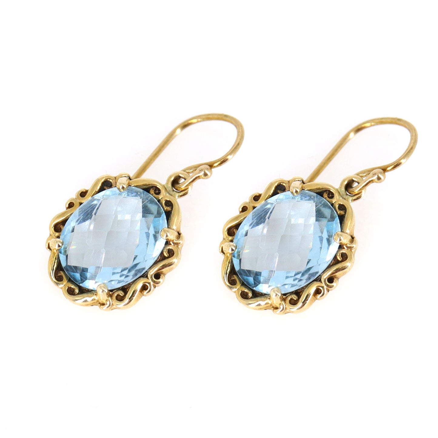 Rare Vintage Blue Topaz Jewel Drop Earring Gold