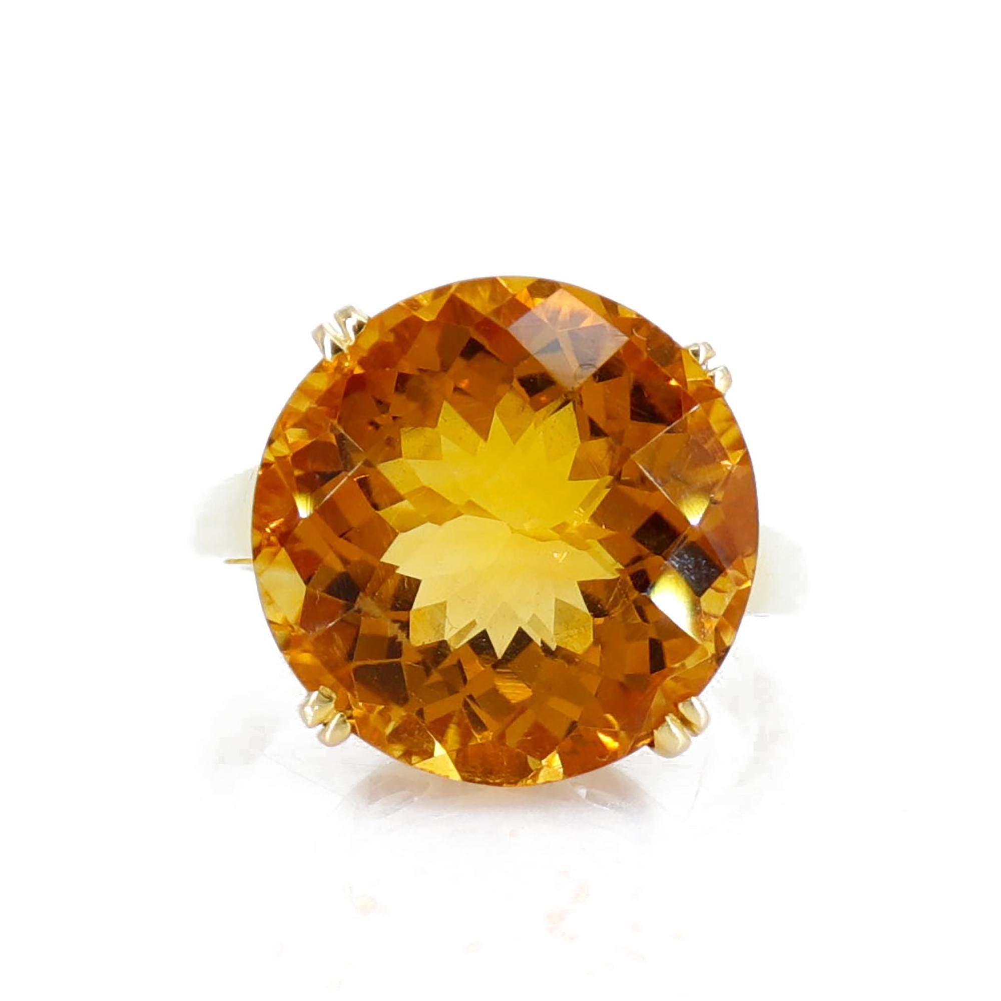 10 Big Size Citrine Gemstone Ring 18K Gold