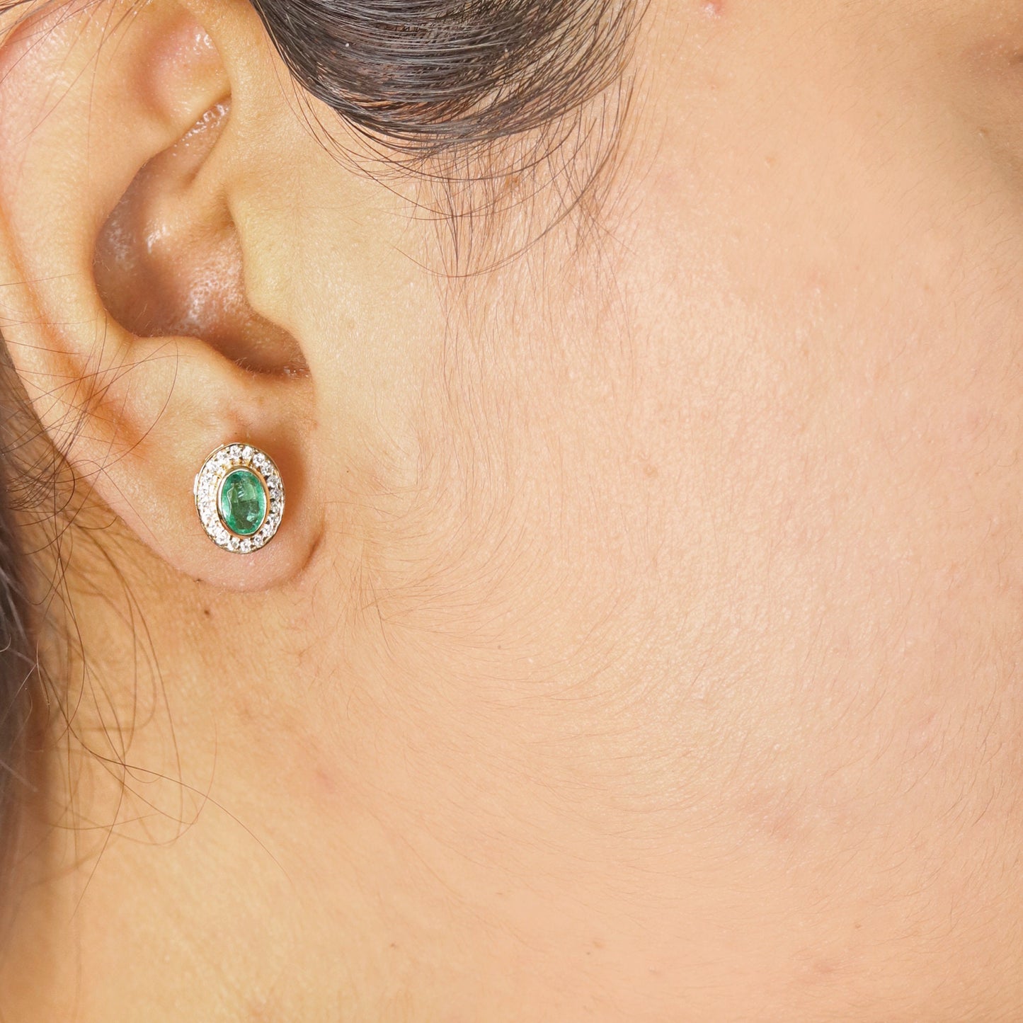 Emerald Stud Earring 14K Gold