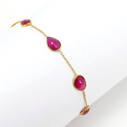 Handmade Ruby Bracelet 14K Gold