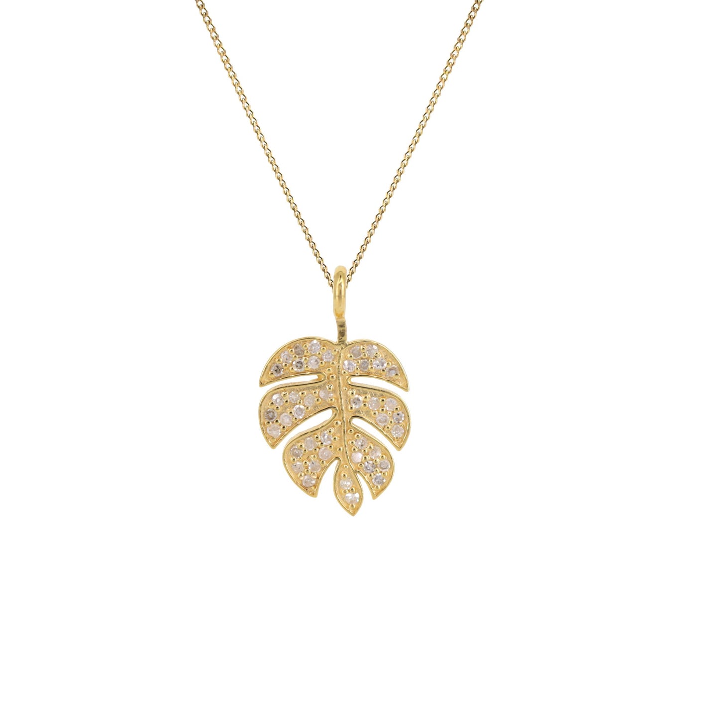 Tiny Tropical Foliage Pendant 14K Gold