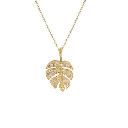 Tiny Tropical Foliage Pendant 14K Gold