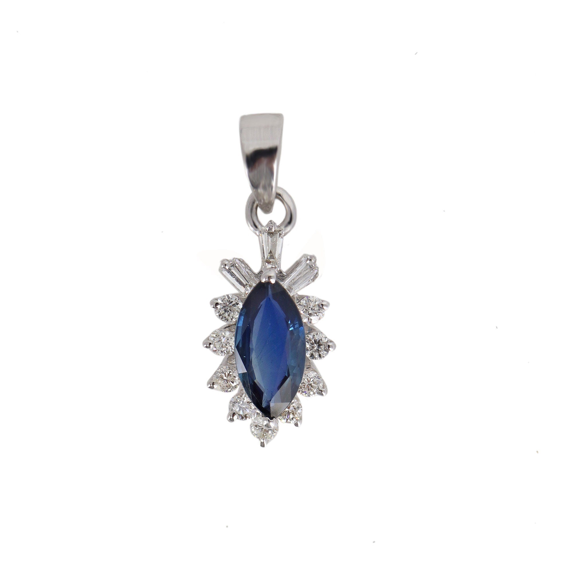 Blue Sapphire White Pendent White Pendant 18K Gold