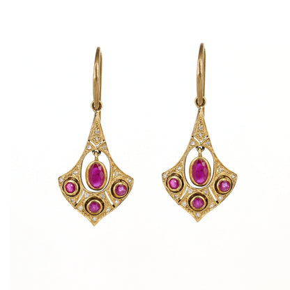 9K Yellow Old Replica Gemstone Earring Gold