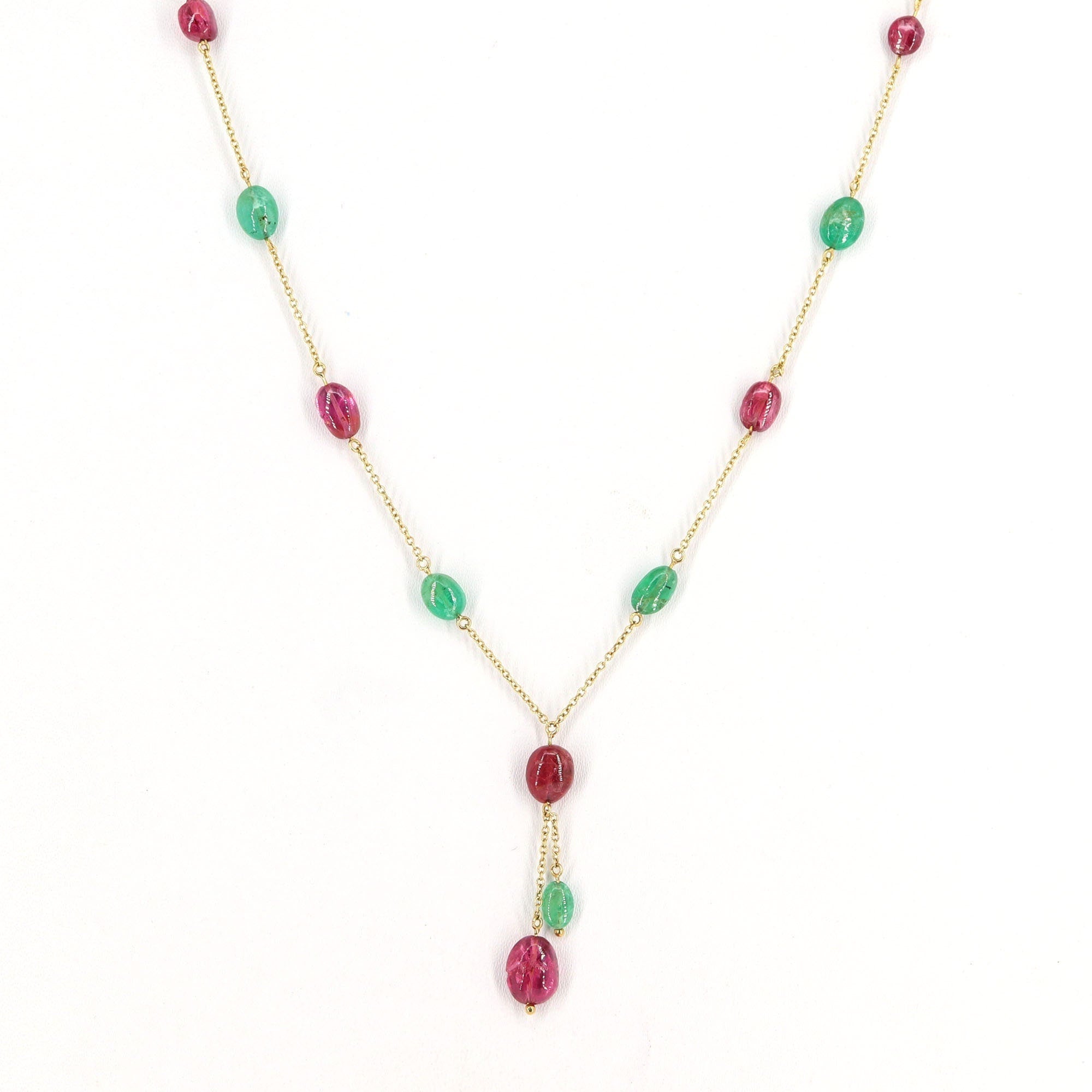 Emerald Tourmaline Chain Emerald Chain Tourmaline Chain Chain 18Inches Chain Handcrafted Chain Handmade Chain. 18K Gold