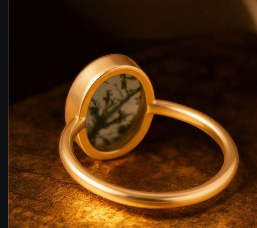 Moss Agate Engagement Ring 14K Gold