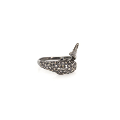 Pave Dolphin Ring Silver