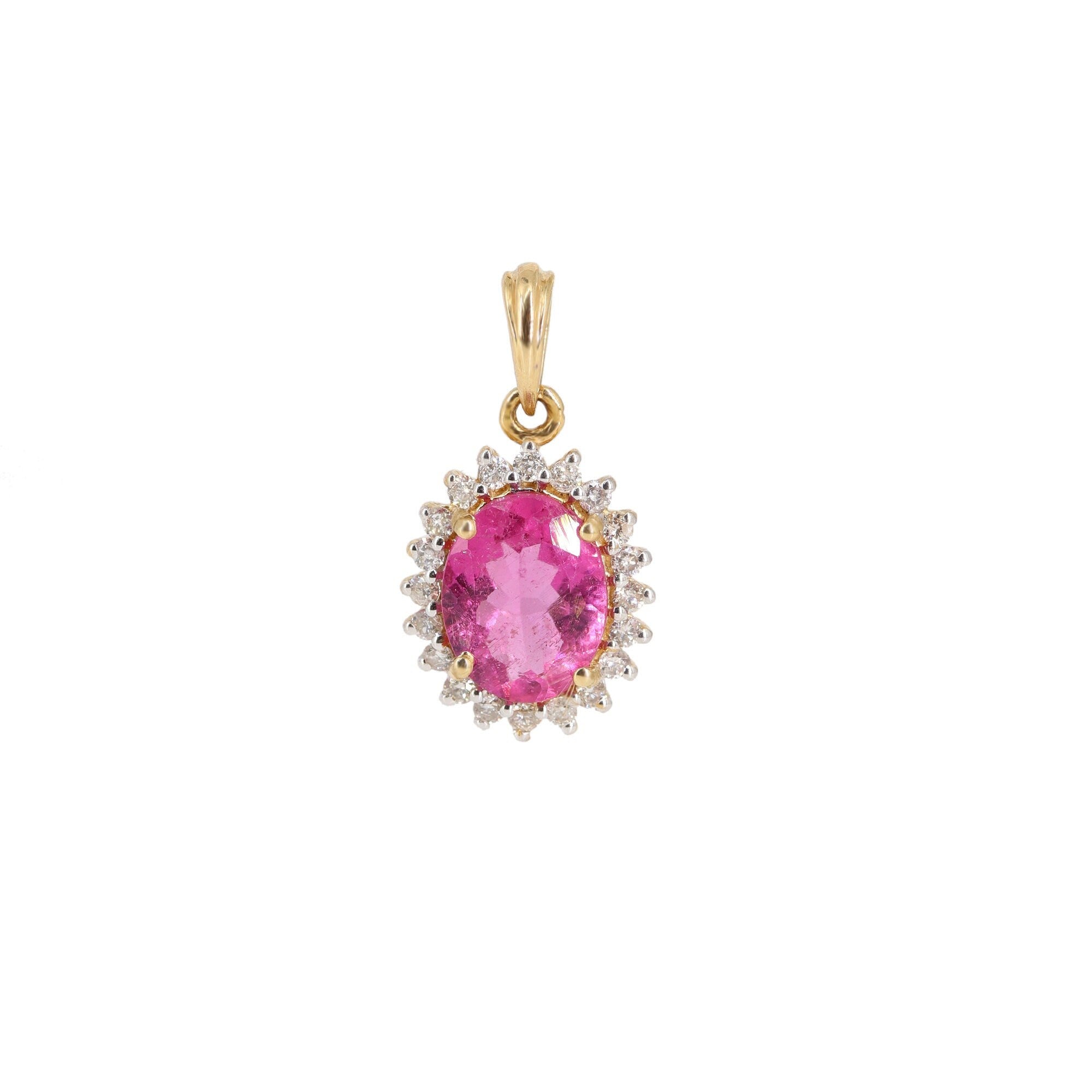 Pink Tourmaline Pendant 14K Gold