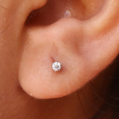 0.10/20 Studs White Studs Real Earring 18K Gold