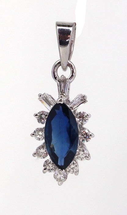 Blue Sapphire White Pendent White Pendant 18K Gold