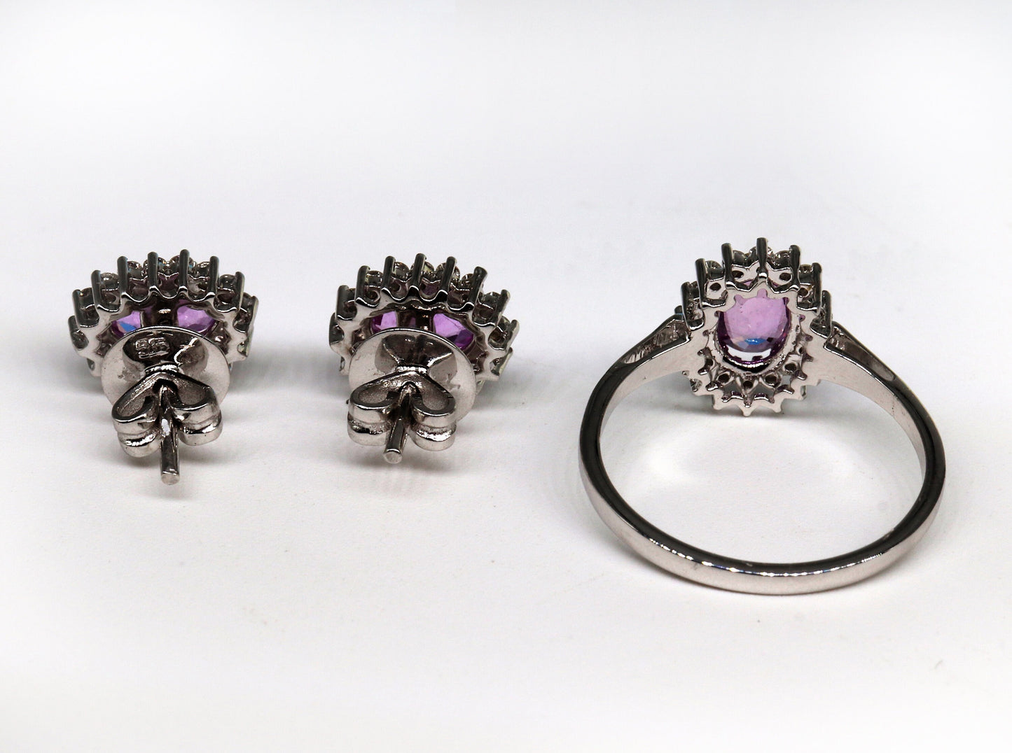 White Pink Sapphire Ring 14K Gold