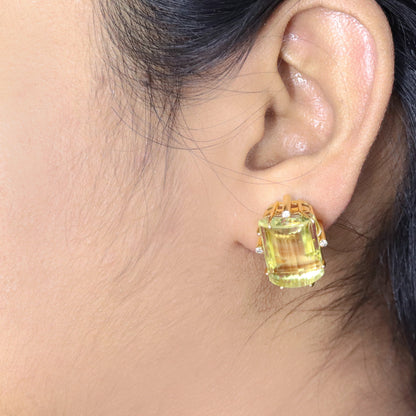 Yellow Lemon Topaz Statement Earring 18K Gold