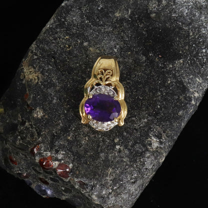 Unique Design Amethyst Necklace 14K Gold