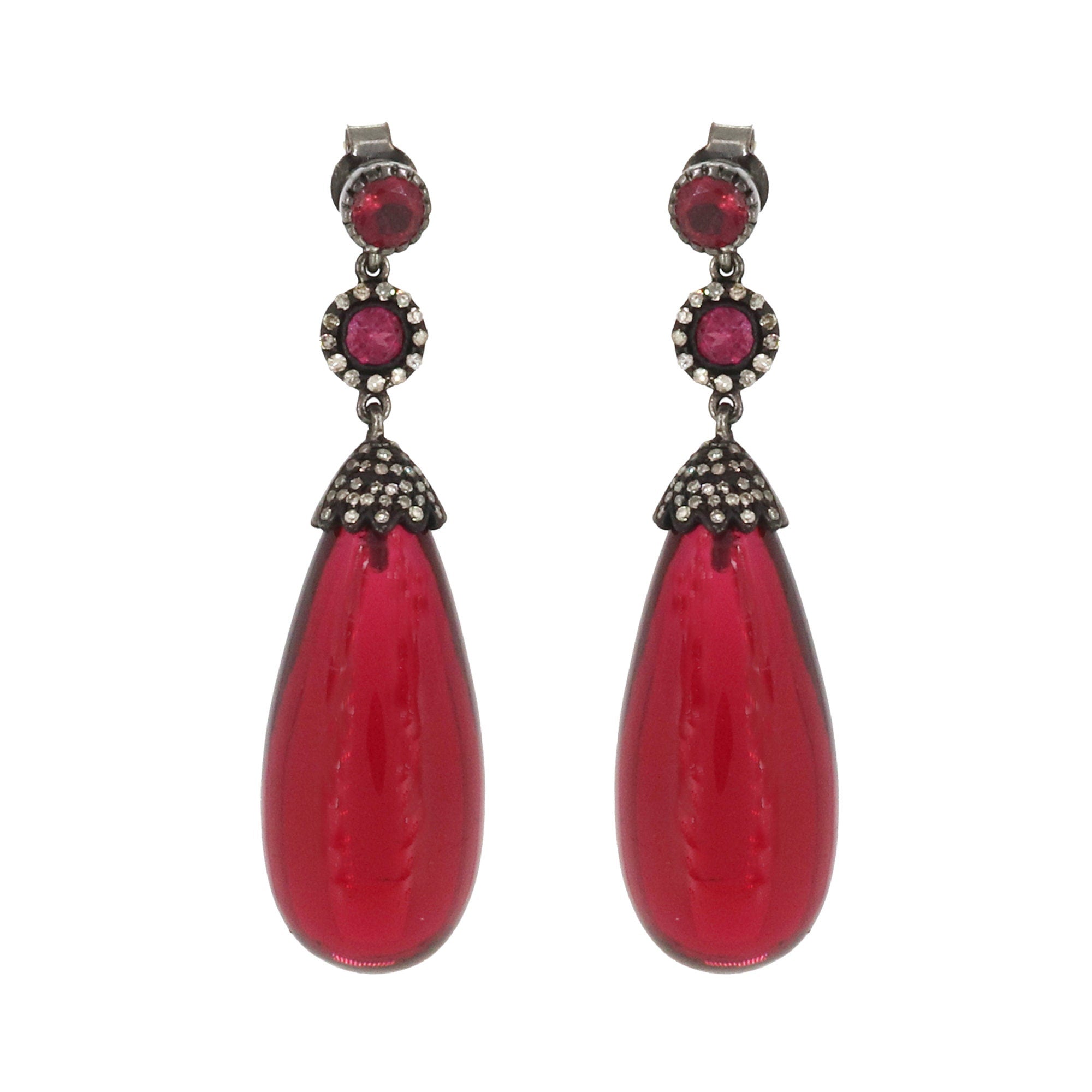 Red Glass Teardrop Earring