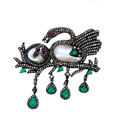 Exclusively Designed Victorian Siberian Crane Pendant