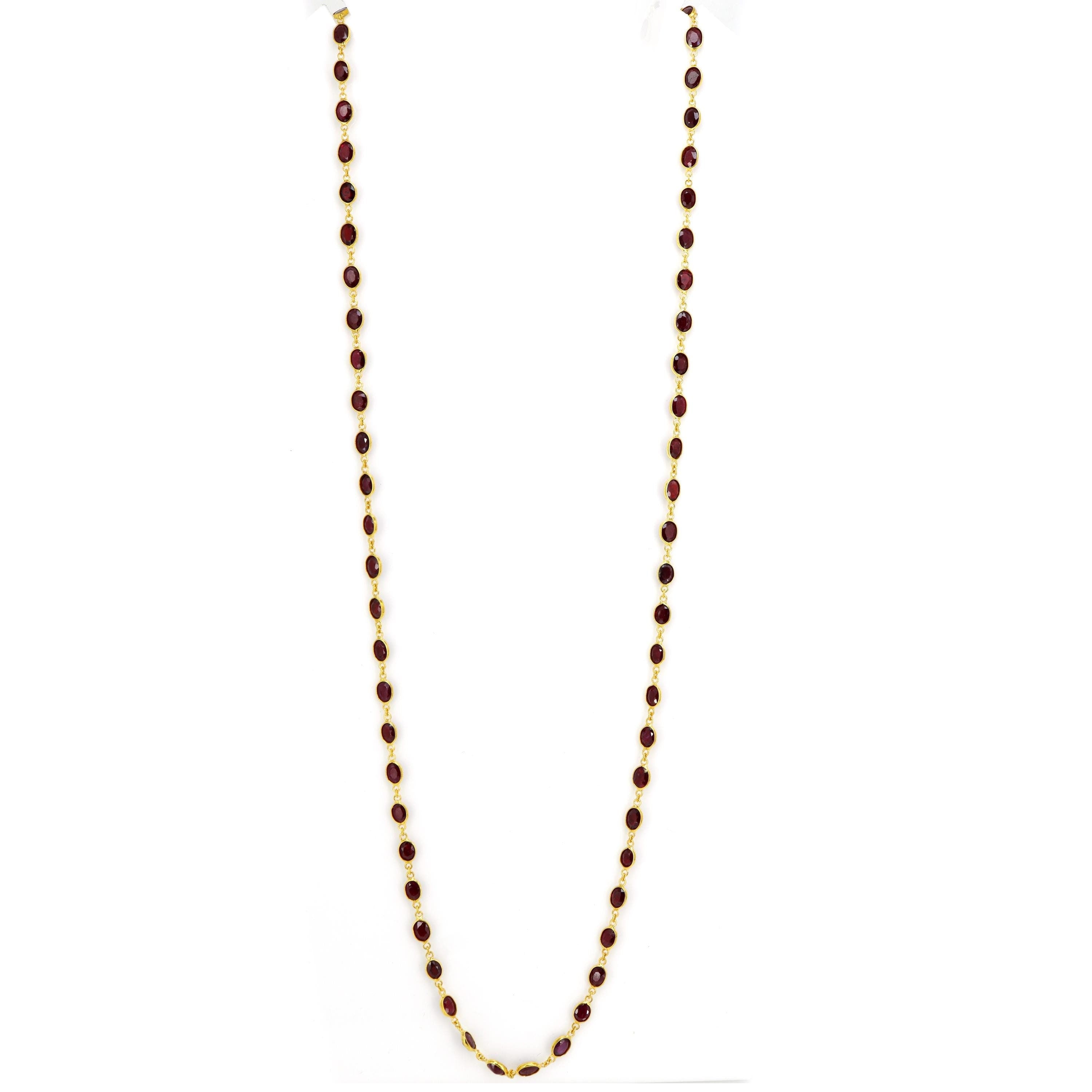 Deep Red Ruby Chain Setted Yellow / Best / Wedding&Anniversary / Elegant Chain / Chain [ ] 14K Gold