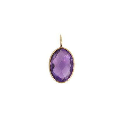 Checker Cut Amethyst Briolette Pendant 14K Gold