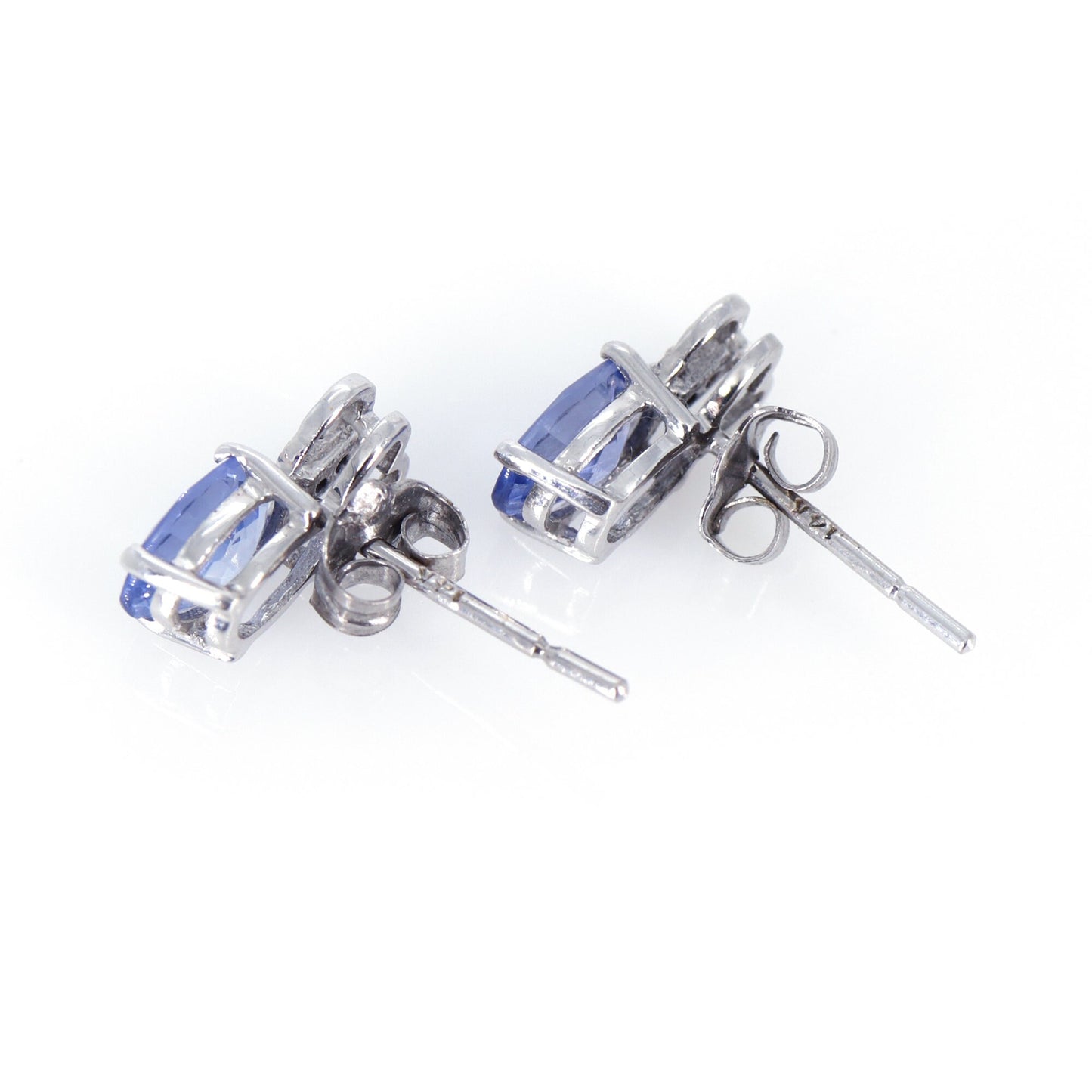 White Blue Sapphire Earring 14K Gold