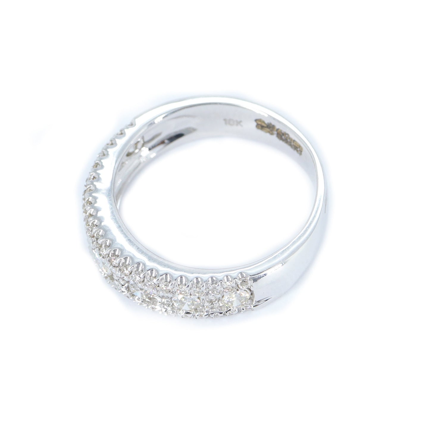 Half Eternity White Band Real Ring 18K Gold