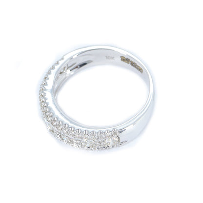 Half Eternity White Band Real Ring 18K Gold