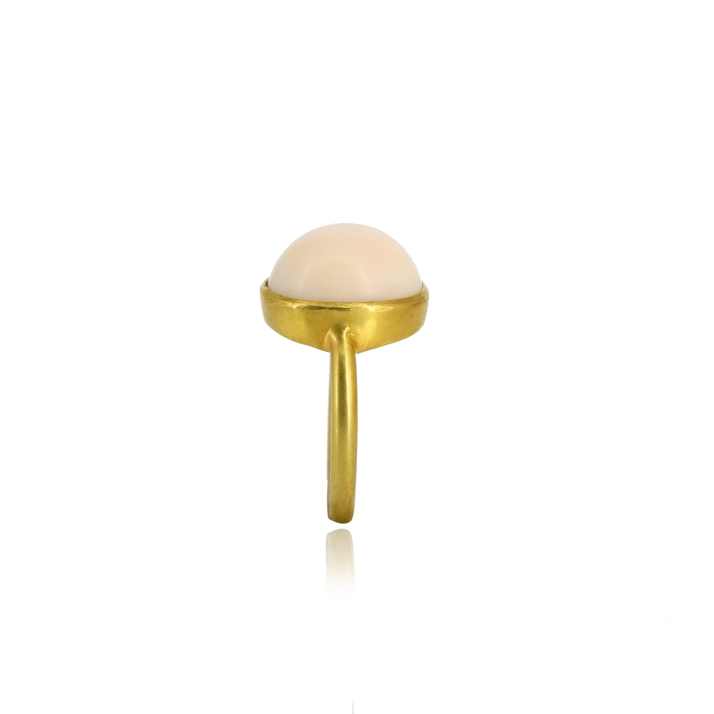 Antique Pink Coral Cabochon Ring 14K Gold