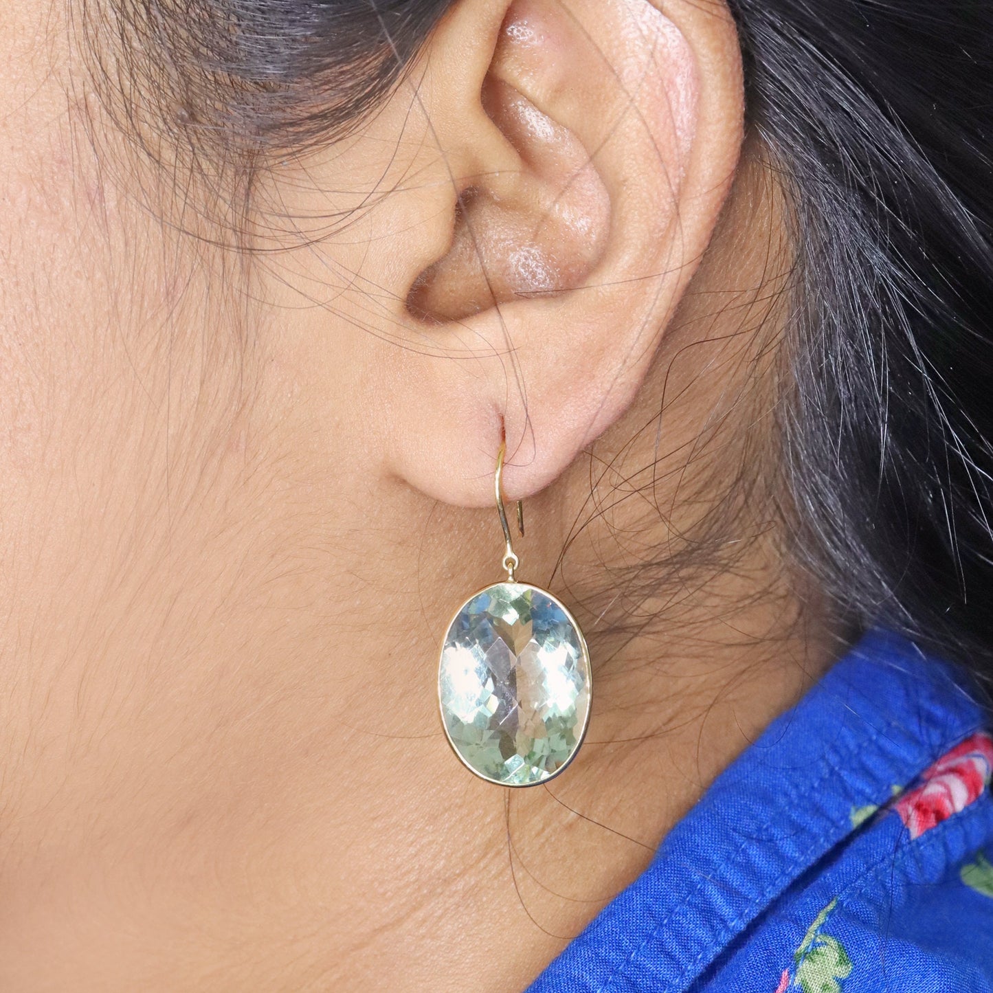 Green Amethyst Earring 18K Gold