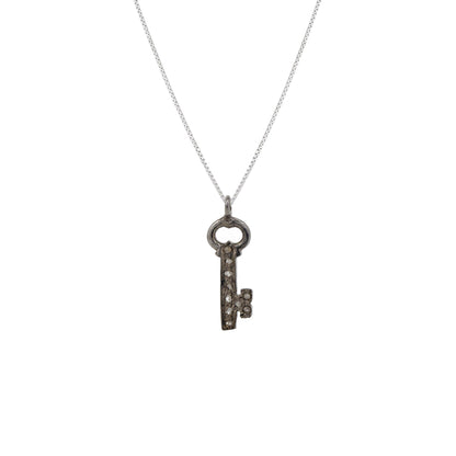 Pave Key Charm 925 Sterling Pave Key Charm Pendant Silver