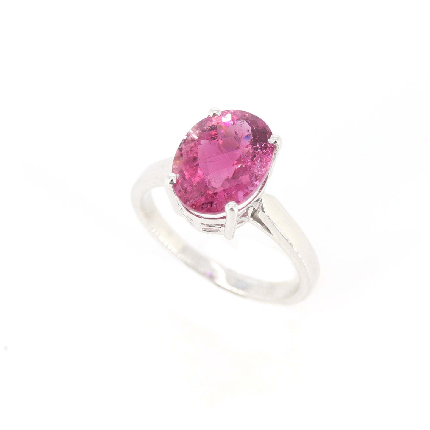 Checker Cut Nice Pink Tourmaline Ring 14K Gold