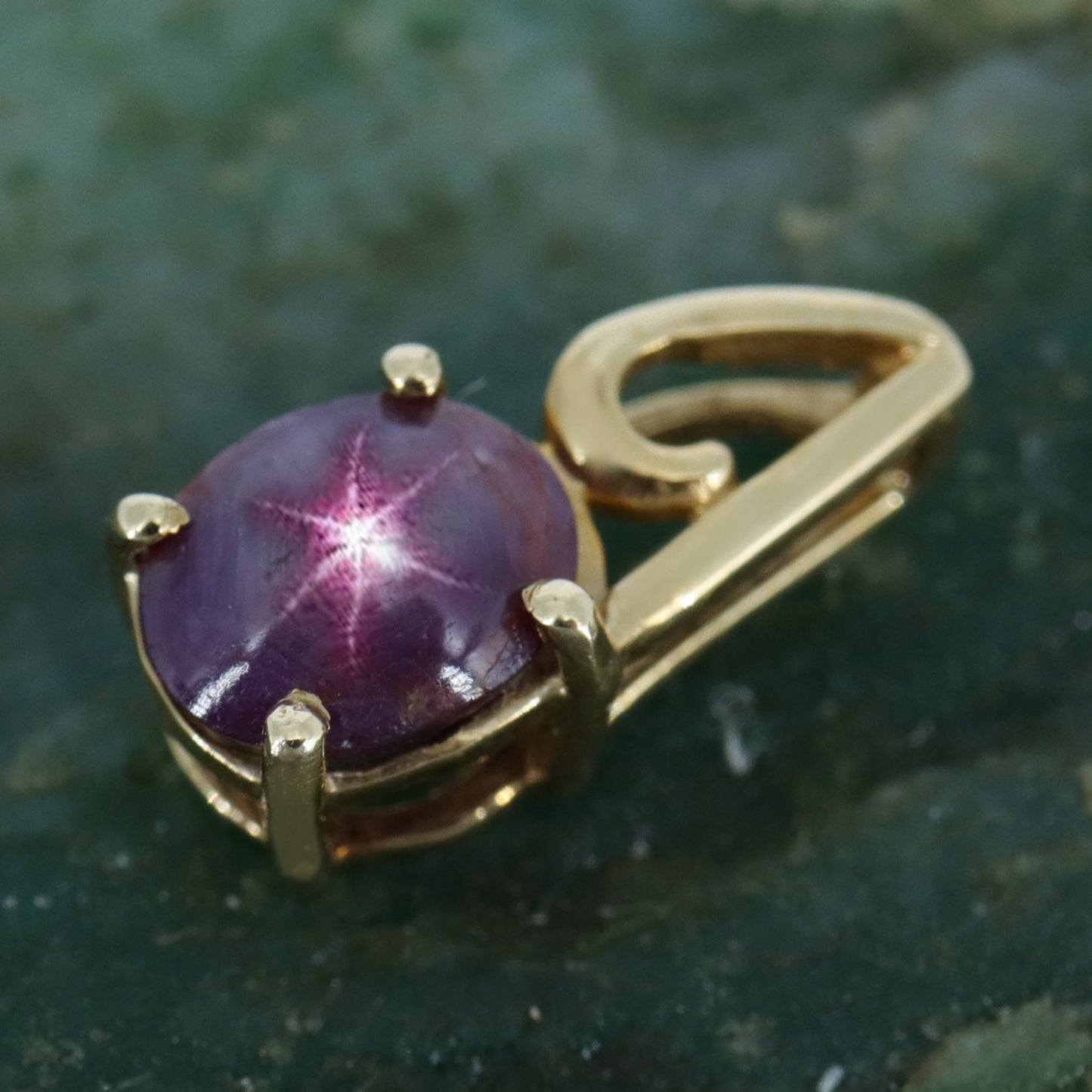 Pink Star Ruby Pendant 14K Gold