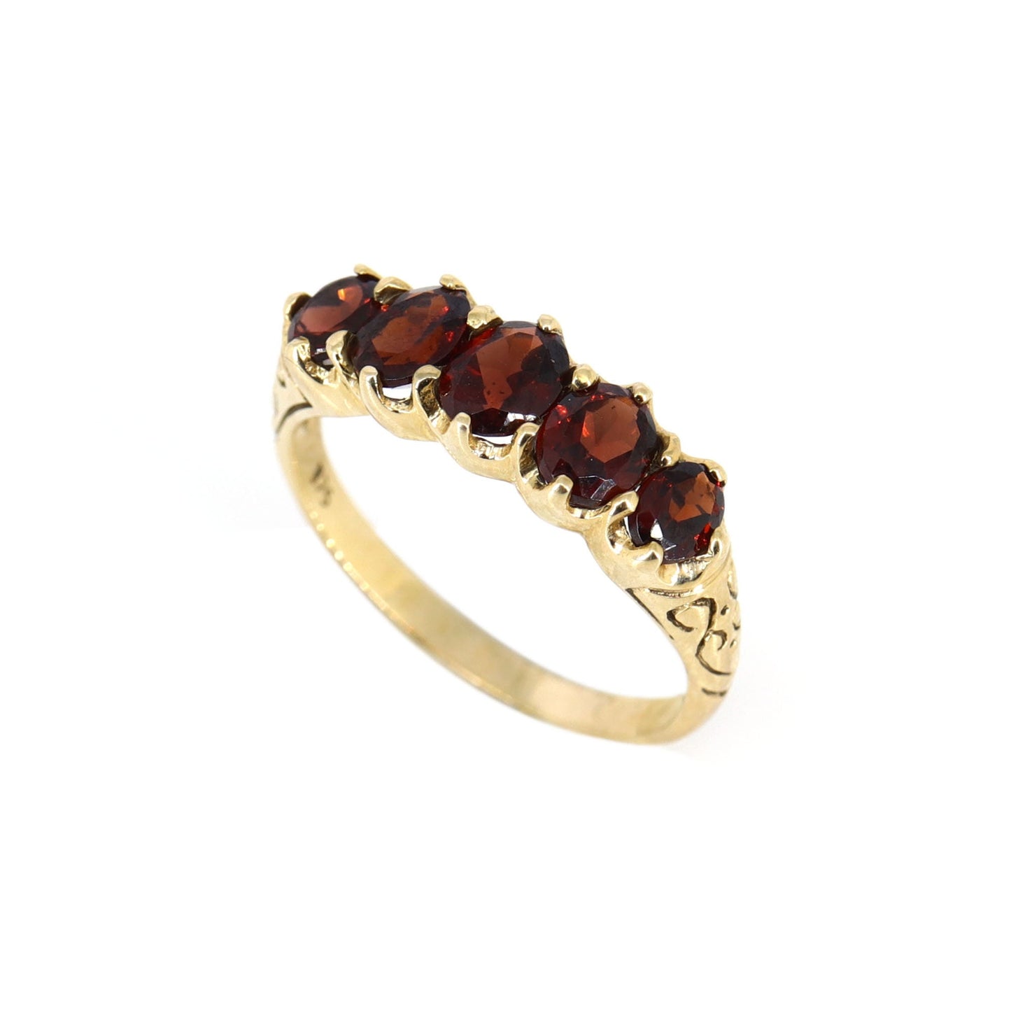 Georgian Antique 9K Yellow Garnet Cocktail Halo Ring Gold