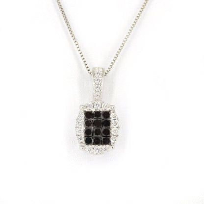 Invisible Princess Cut Black Pendant 18K Gold