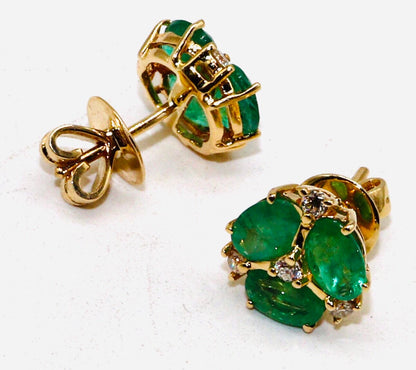 2.52 Emerald Delicate Dainty Studs Earring 14K Gold