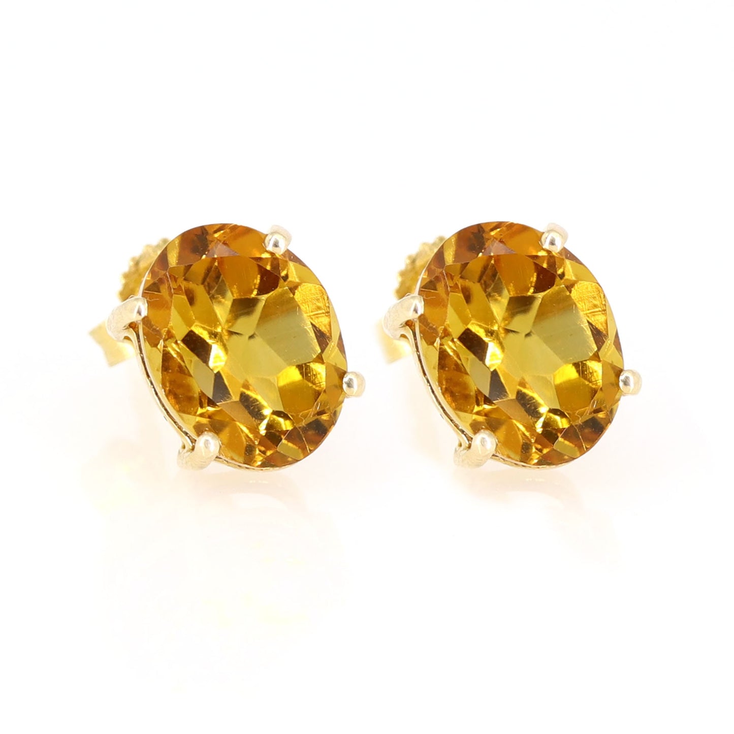 Genuine Citrine Stud Earring 14K Gold