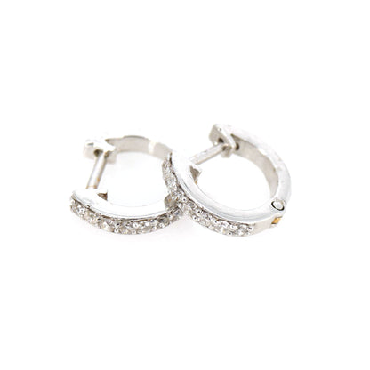Cartilage Daith Helix Tragus Conch Rook Snug Huggie Hinge Hoop Piercing Unisex Hoops White Hoops Earring 18K Gold