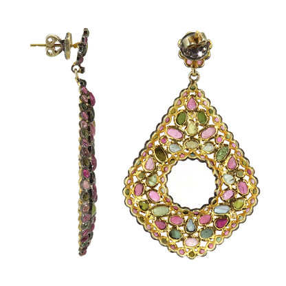Multi Color Tourmaline Earring