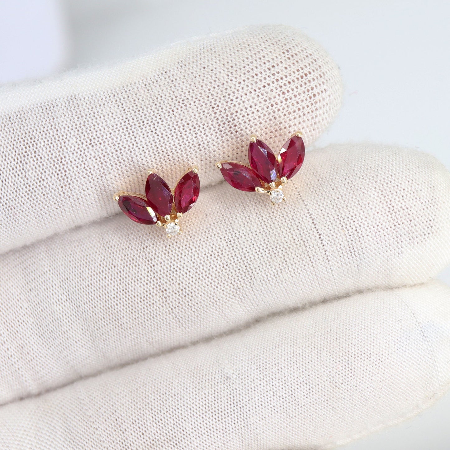 Ruby Lotus Earring