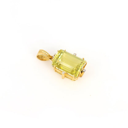 Large Lemon Quartz Pendant 18K Gold