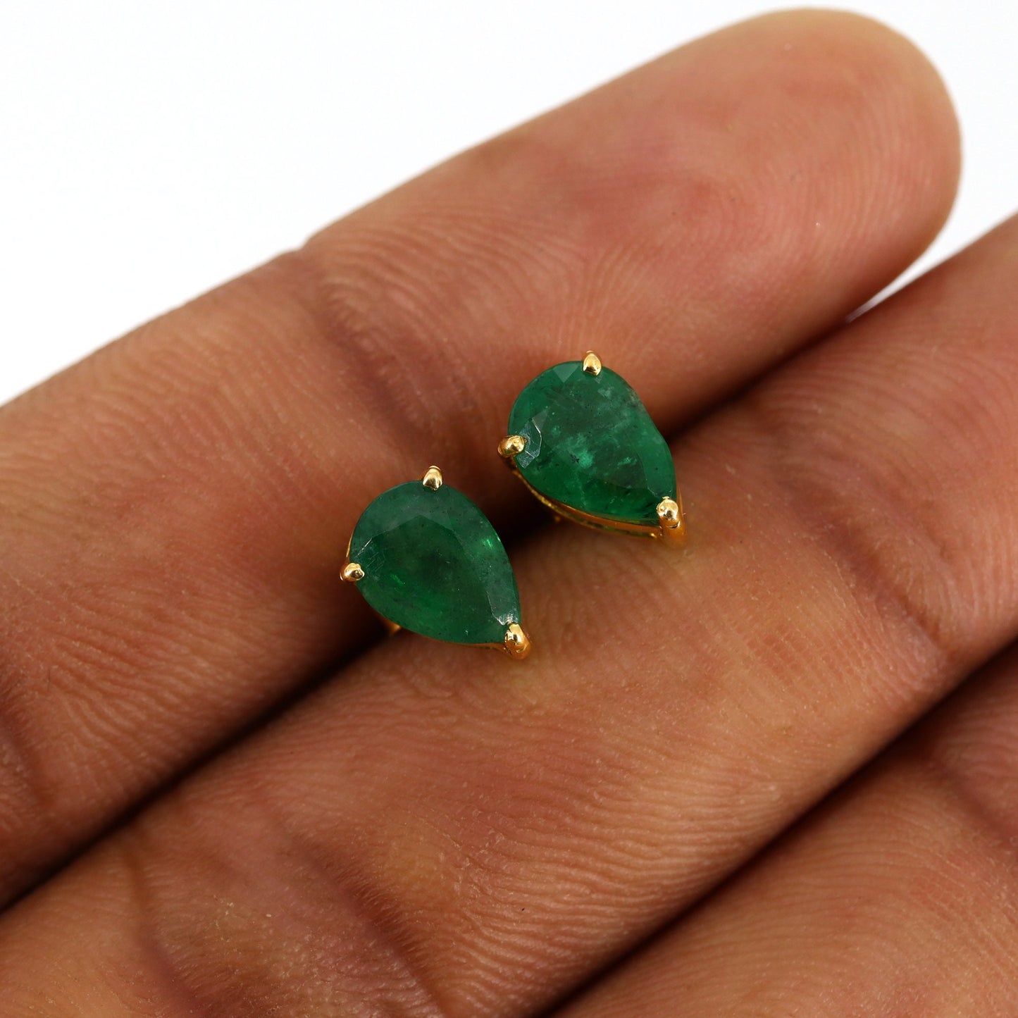 Emerald Stud Earring 14K Gold