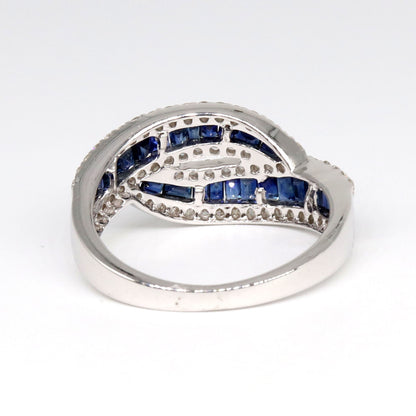 Handmade White Blue Sapphire Ring 14K Gold