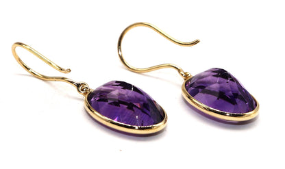 Yellow Handmade Amethyst Hanging Earring 18K Gold