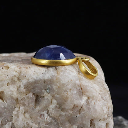 Yellow Blue Sapphire Pendant 18K Gold