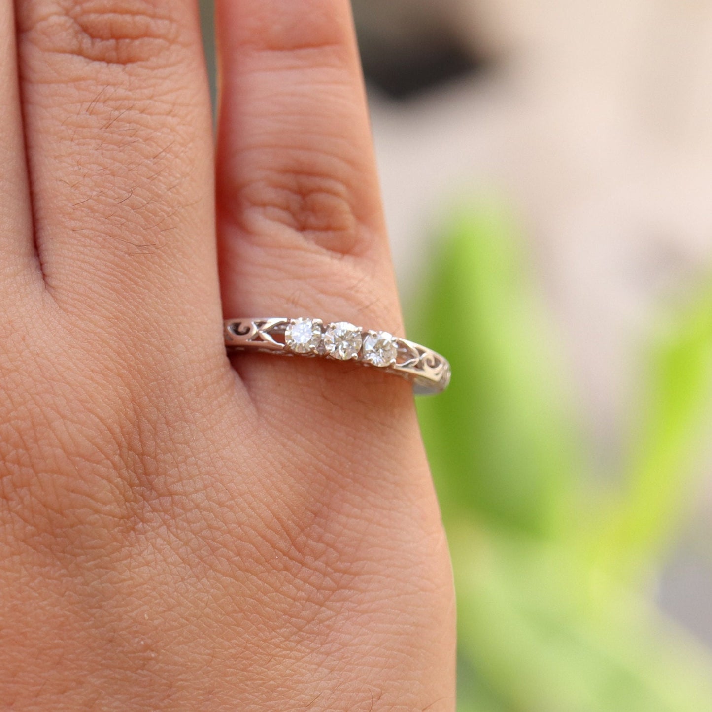 Brilliant Round Cut Stackable Wedding Ring 14K Gold