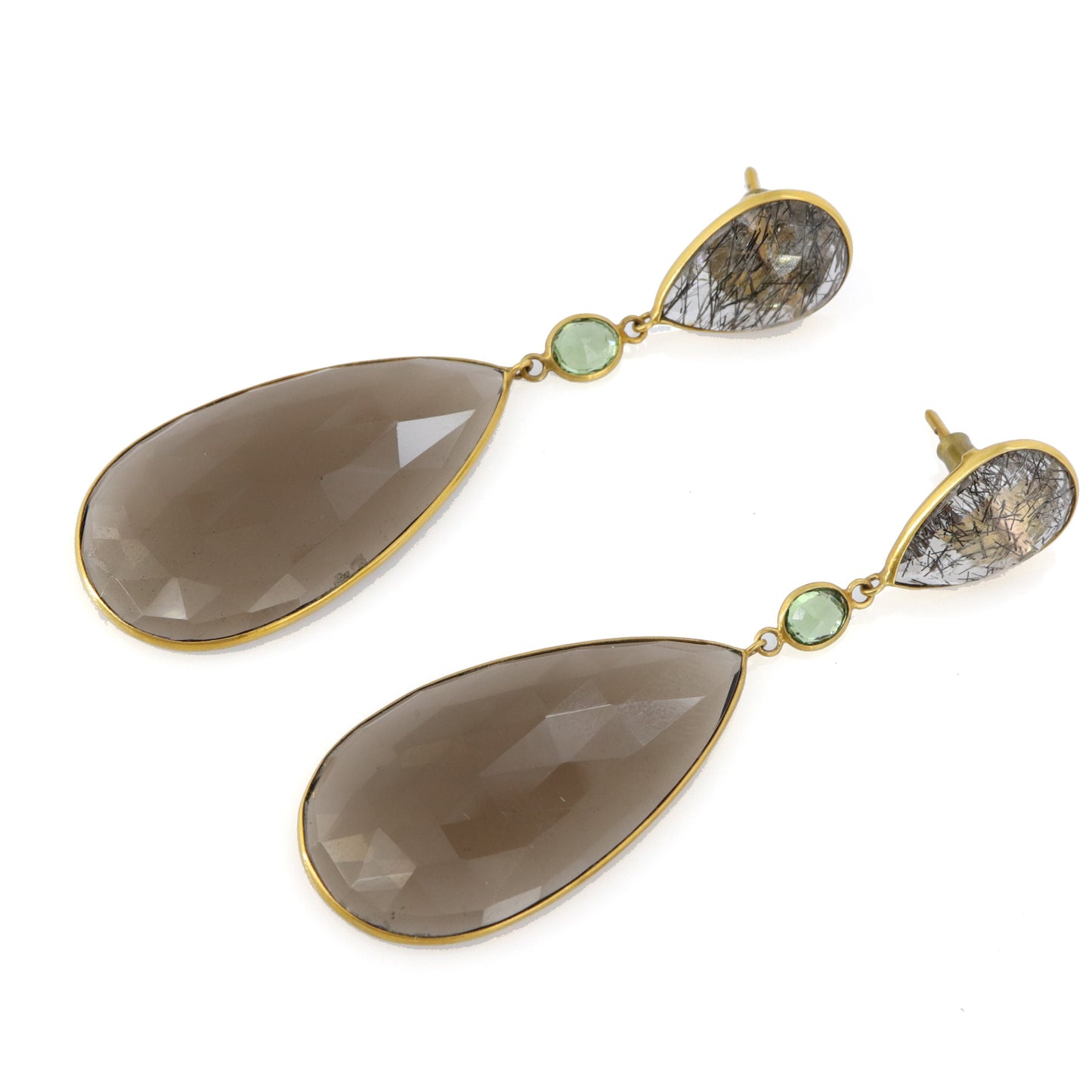 Black Rutilated Quartz Earring 18K Gold