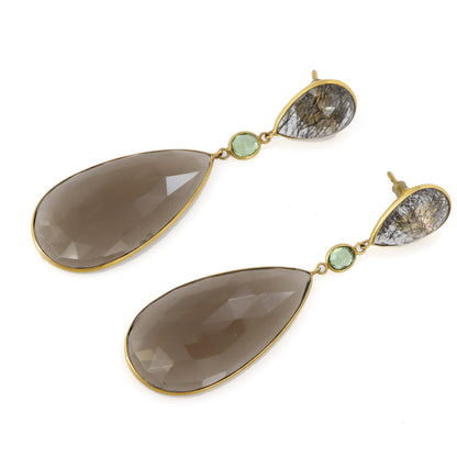 Black Rutilated Quartz Earring 18K Gold