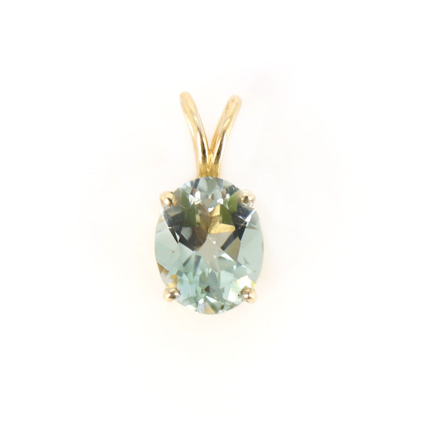 Faceted Green Amethyst Ring 14K Gold