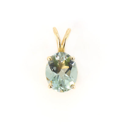 Faceted Green Amethyst Ring 14K Gold