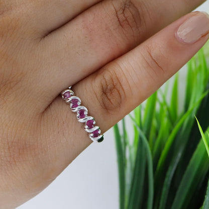 Handmade 925 Sterling Ladies Ruby Ring Silver